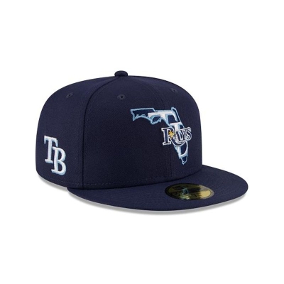 Blue Tampa Bay Rays Hat - New Era MLB Local 59FIFTY Fitted Caps USA0328514